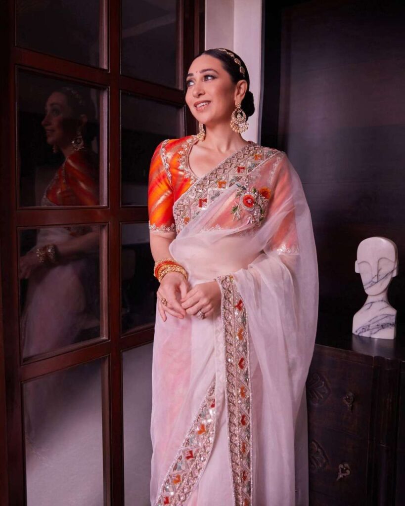 embroidered floral saree